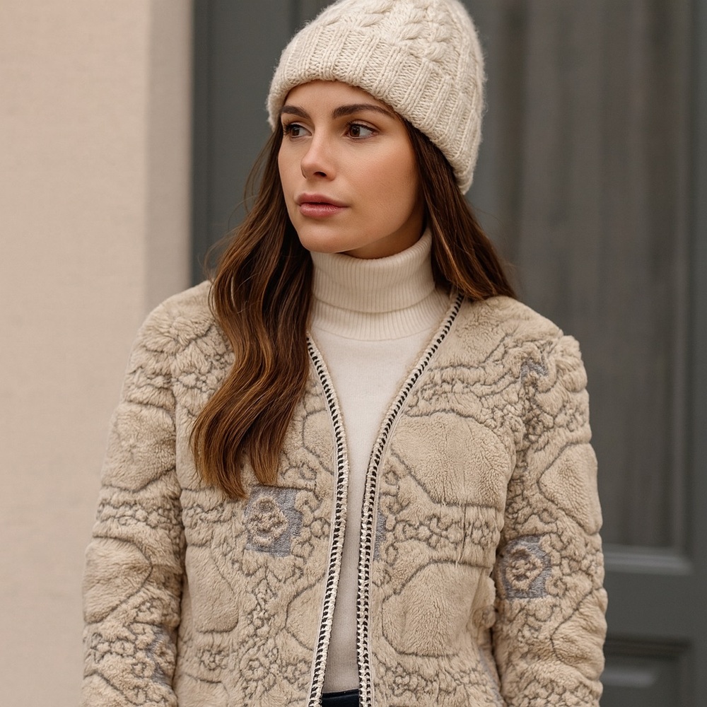 BNCI Embossed Faux Fur Cardigan
